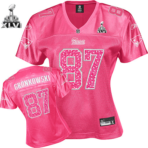 Patriots #87 Rob Gronkowski Red Women's Sweetheart Super Bowl XLVI Stitched NFL Jersey - Click Image to Close
